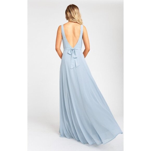 Show Me Your MuMu Womens‎ Jenn Maxi Dress in Steel Blue Chiffon Size Medium - Picture 8 of 8